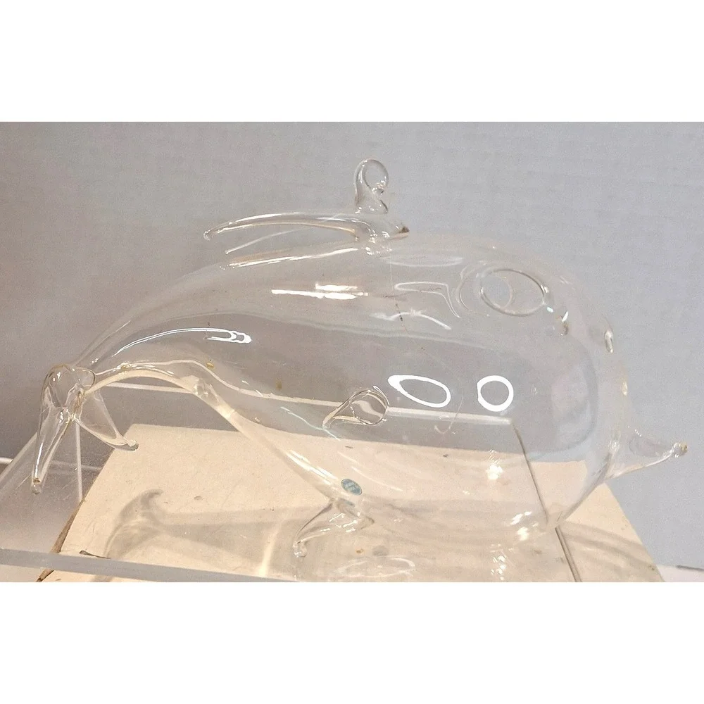 Vintage Clear Glass Dolphin Ornament Propagation Vase Plant Terrarium Ben's Inc